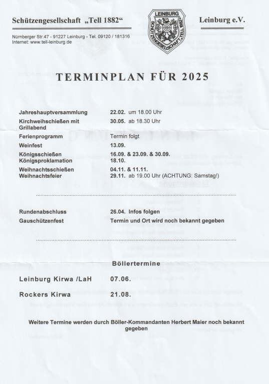 Terminplan 2025