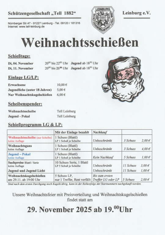 Weihnachtsschieprogramm 2025